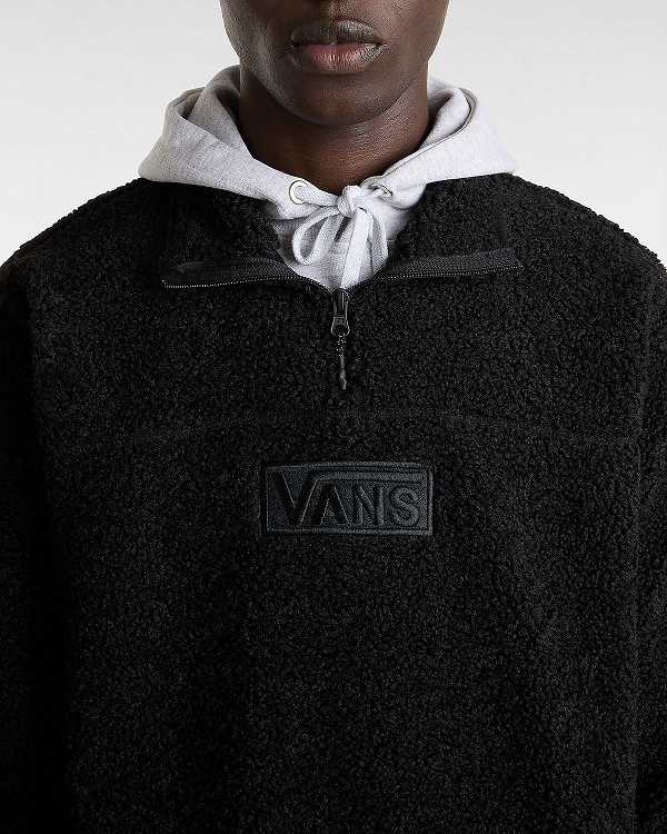 Men Vans Boxed Sherpa Sweatshirt Black Malaysia | VN7612389