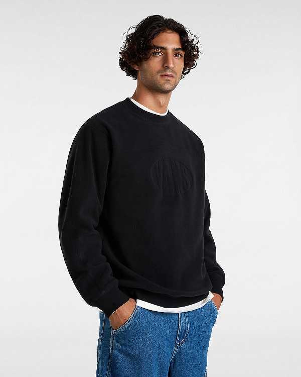 Men Vans Carlo Polar Fleece Loose Crew Sweatshirt Black Malaysia | VN8135790