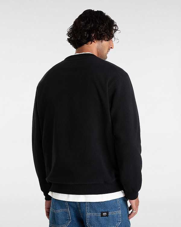 Men Vans Carlo Polar Fleece Loose Crew Sweatshirt Black Malaysia | VN8135790