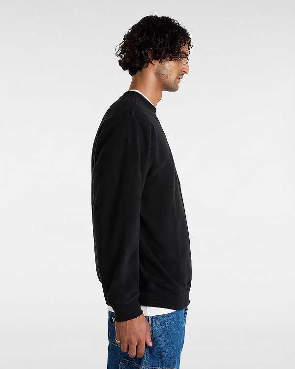 Men Vans Carlo Polar Fleece Loose Crew Sweatshirt Black Malaysia | VN8135790