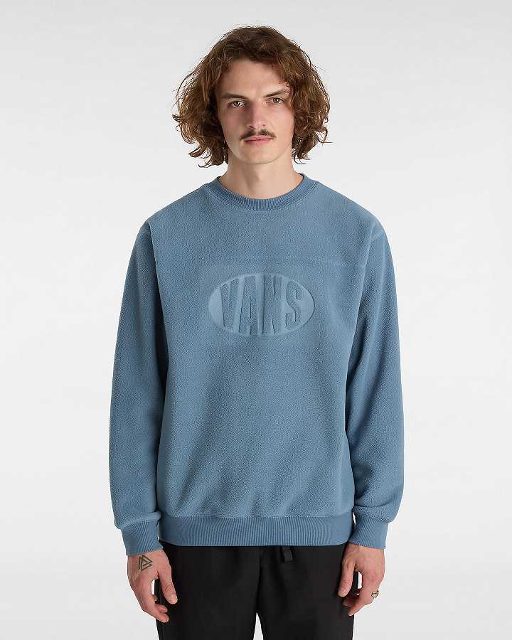 Men Vans Carlo Polar Fleece Loose Crew Sweatshirt Blue Malaysia | VN5012938