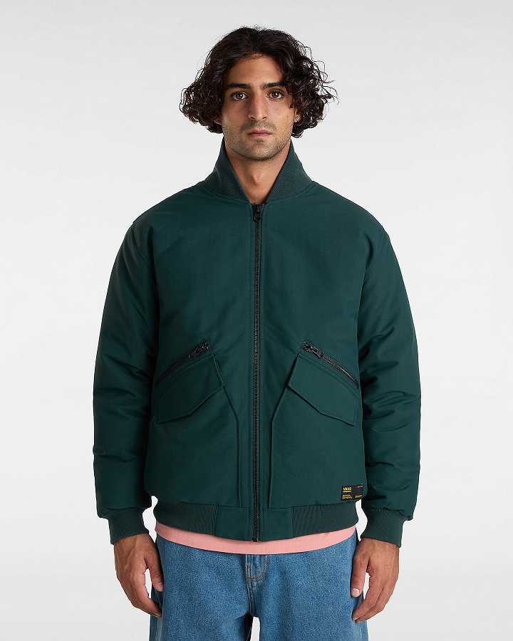 Men Vans Clifton Down Bomber Jackets Green Malaysia | VN4589073