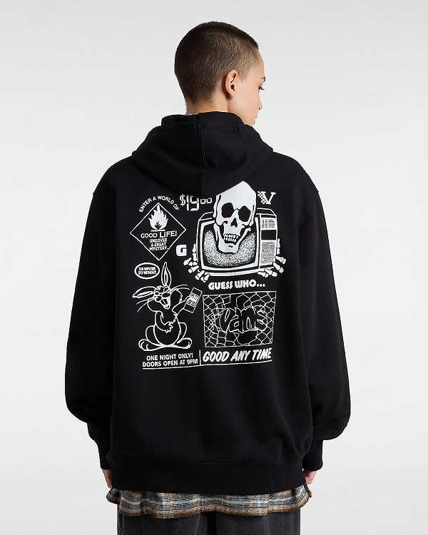 Men Vans Crazy Eddy 66 Loose Hoodie Black Malaysia | VN0892465