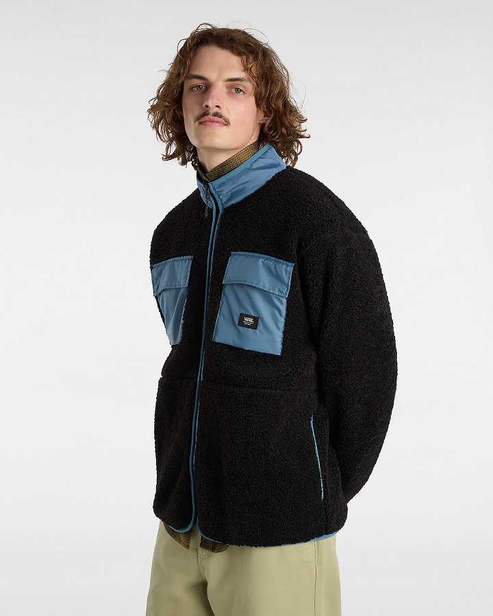 Men Vans Debrusk Loose Sherpa Sweatshirt Black Malaysia | VN1504639