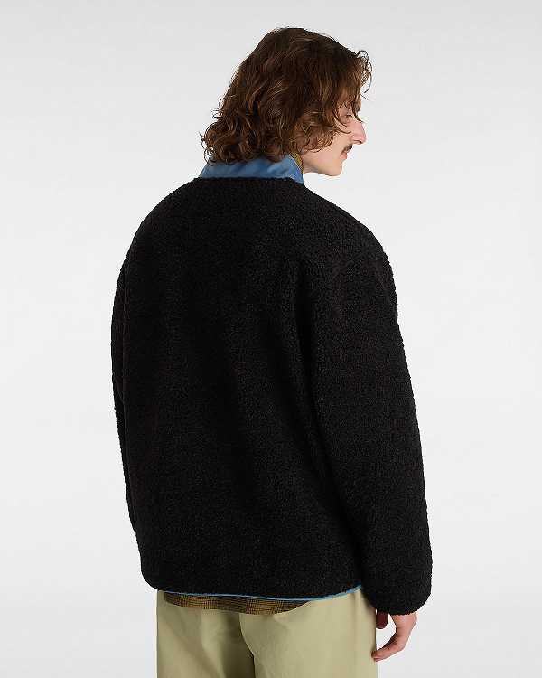 Men Vans Debrusk Loose Sherpa Sweatshirt Black Malaysia | VN1504639