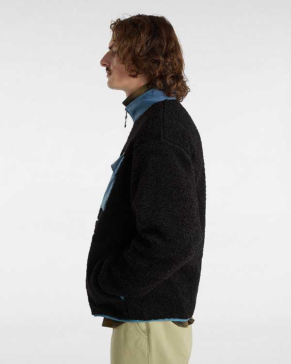 Men Vans Debrusk Loose Sherpa Sweatshirt Black Malaysia | VN1504639