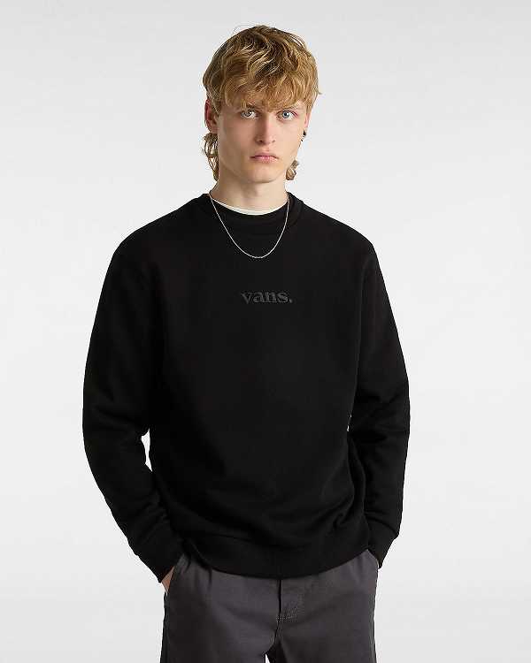 Men Vans Essential Relaxed Crew Sweatshirt Black Malaysia | VN7964583