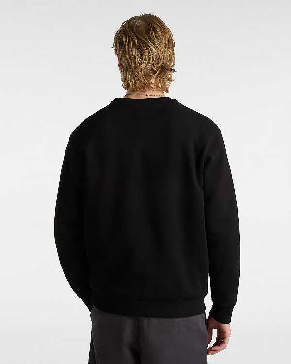 Men Vans Essential Relaxed Crew Sweatshirt Black Malaysia | VN7964583