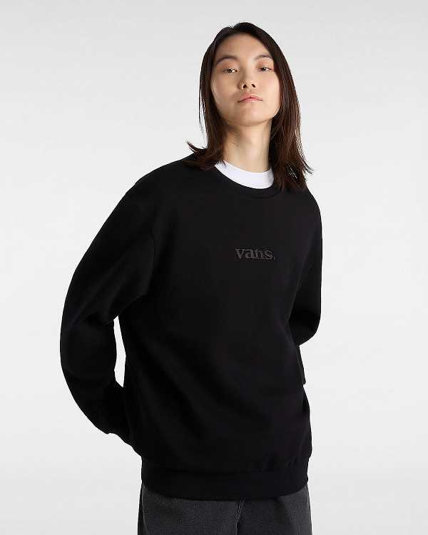 Men Vans Essential Relaxed Crew Sweatshirt Black Malaysia | VN7964583