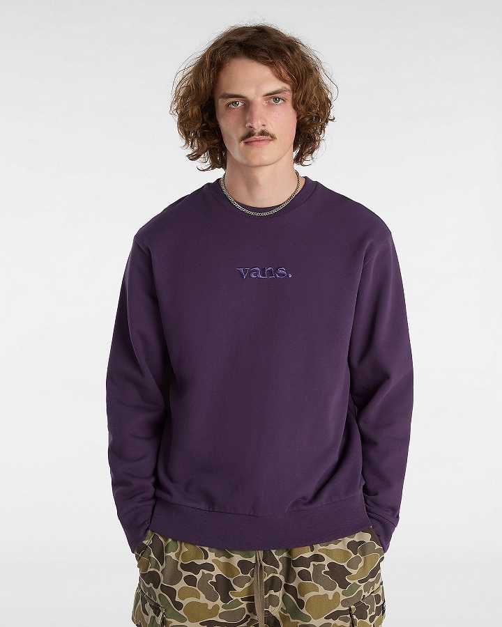 Men Vans Essential Relaxed Crew Sweatshirt Purple Malaysia | VN5834296