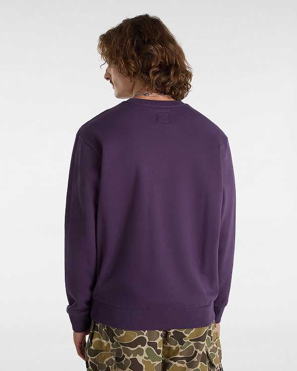 Men Vans Essential Relaxed Crew Sweatshirt Purple Malaysia | VN5834296