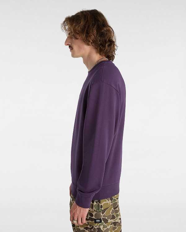 Men Vans Essential Relaxed Crew Sweatshirt Purple Malaysia | VN5834296