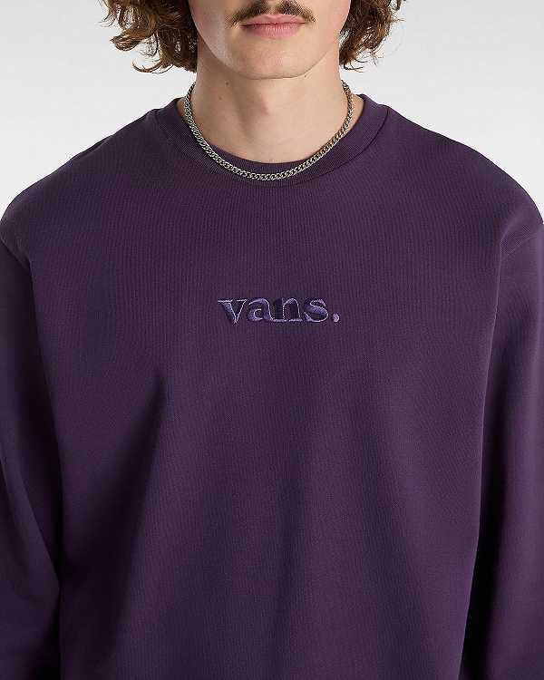 Men Vans Essential Relaxed Crew Sweatshirt Purple Malaysia | VN5834296