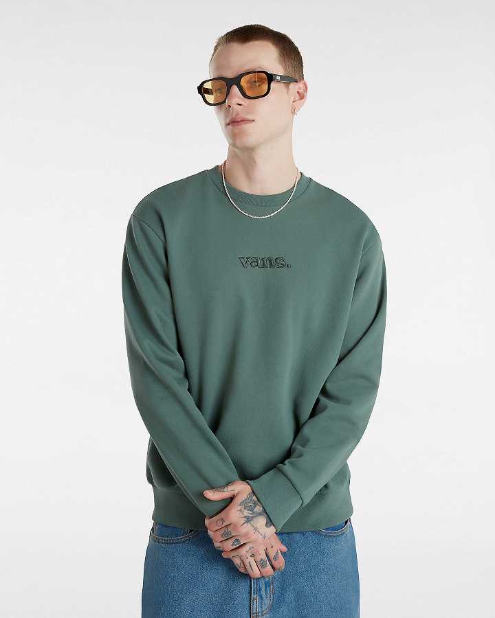 Men Vans Essential Relaxed Crew Sweatshirt Green Malaysia | VN9476012