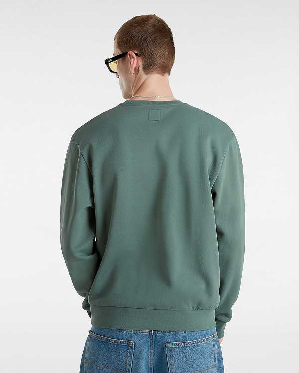 Men Vans Essential Relaxed Crew Sweatshirt Green Malaysia | VN9476012