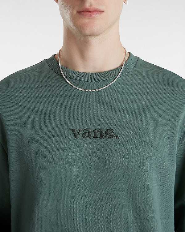 Men Vans Essential Relaxed Crew Sweatshirt Green Malaysia | VN9476012