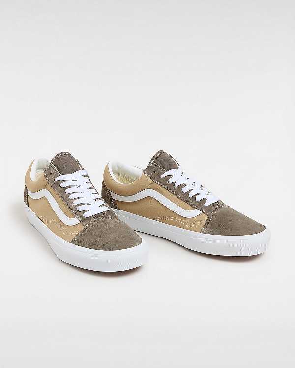 Men Vans Old Skool Canvas Suede Sneakers Brown Malaysia | VN9431207