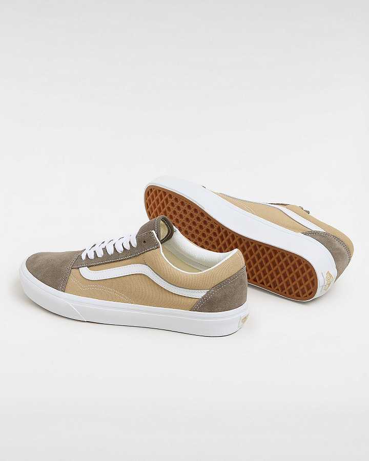 Men Vans Old Skool Canvas Suede Sneakers Brown Malaysia | VN9431207