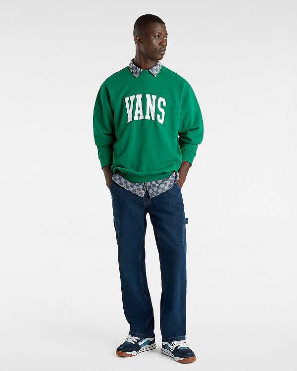 Men Vans Original Standards Varsity Loose Crew Sweatshirt Green Malaysia | VN8413750