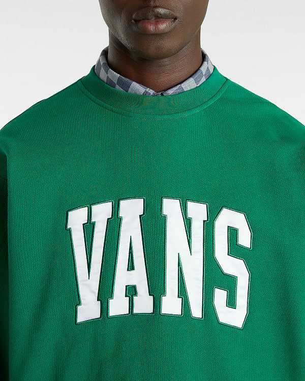 Men Vans Original Standards Varsity Loose Crew Sweatshirt Green Malaysia | VN8413750