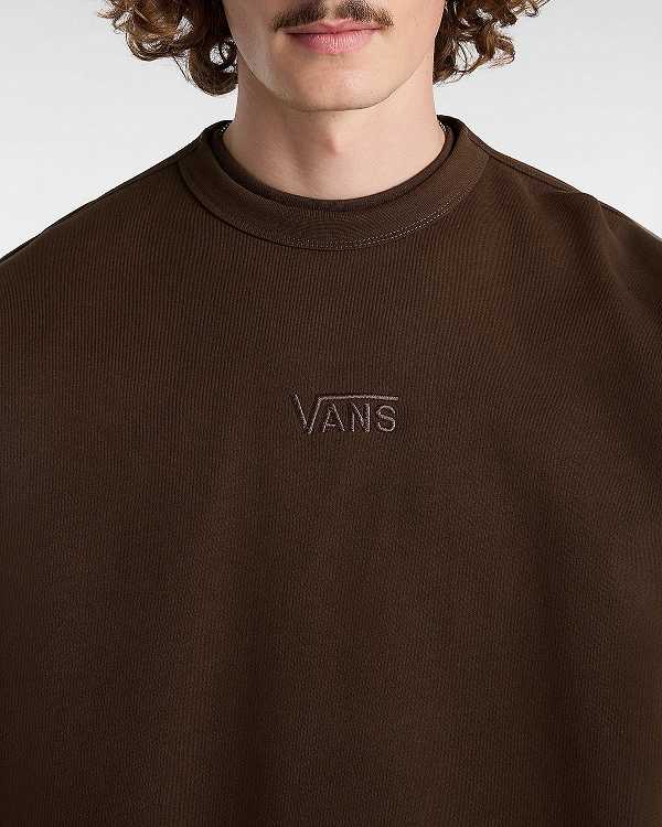 Men Vans Premium Logo Crew Sweatshirt Brown Malaysia | VN3759142