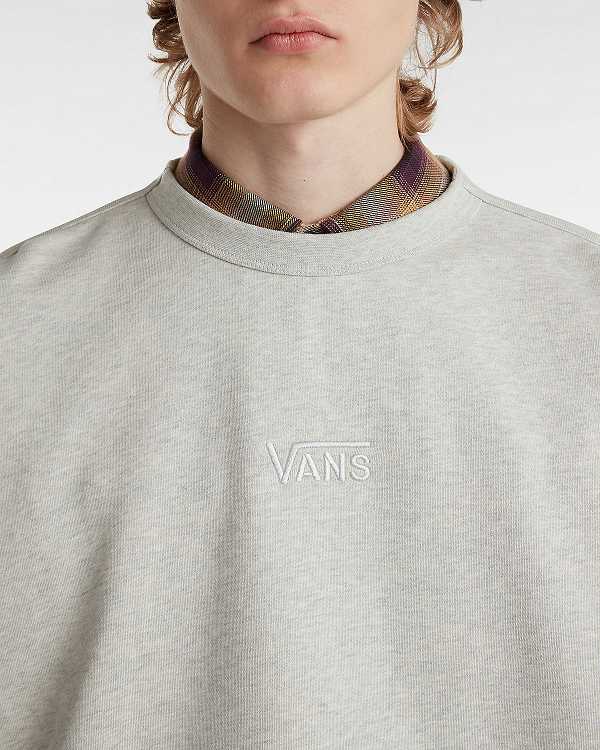 Men Vans Premium Logo Crew Sweatshirt Grey Malaysia | VN3627584