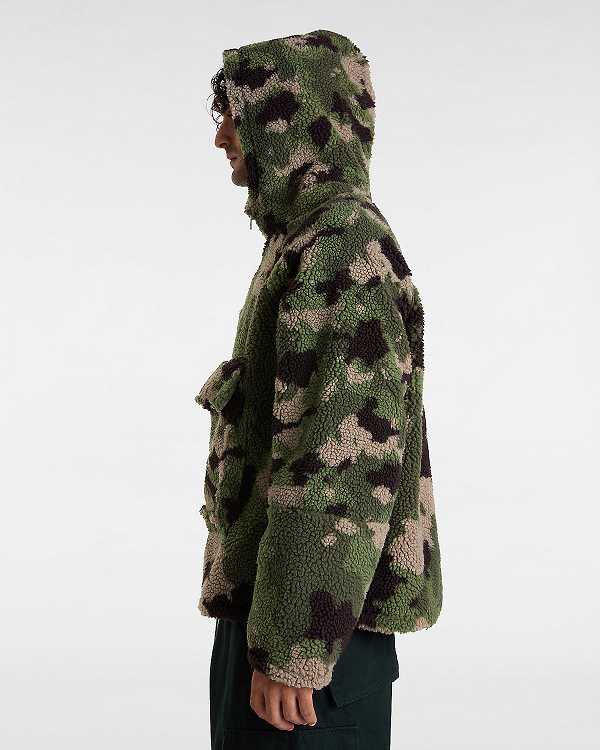 Men Vans Premium Oversized Sherpa Hoodie Green / Brown Malaysia | VN3851920