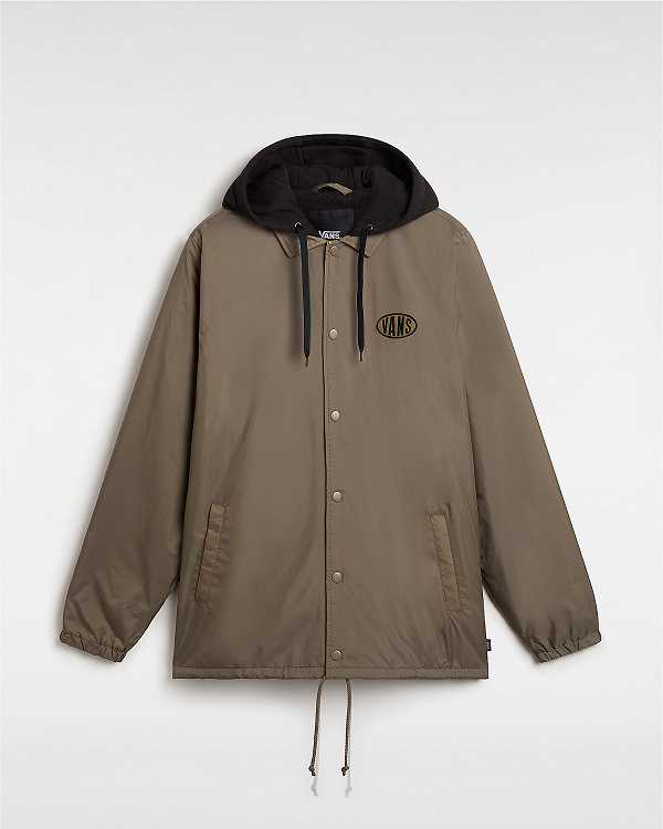 Men Vans Riley Coaches Jacket Brown Malaysia | VN8514976