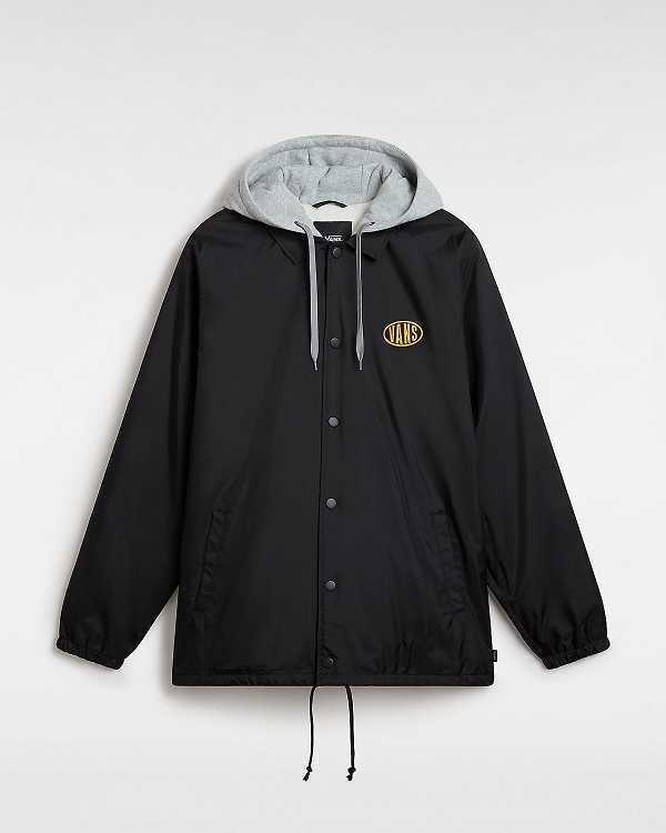 Men Vans Riley II Coach Jacket Black Malaysia | VN4725031