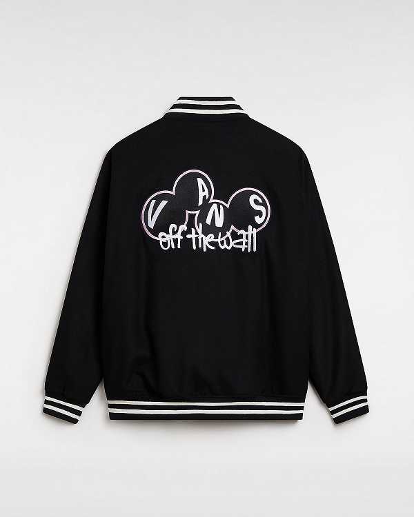 Men Vans Scuttle Baseball Jacket Black Malaysia | VN9420876