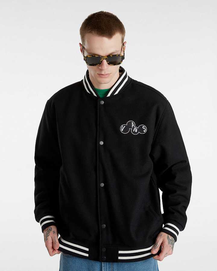 Men Vans Scuttle Baseball Jacket Black Malaysia | VN9420876