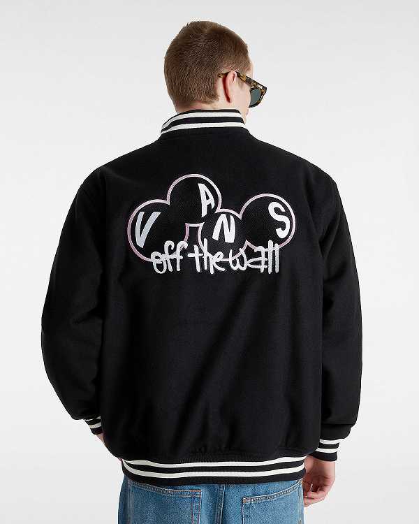 Men Vans Scuttle Baseball Jacket Black Malaysia | VN9420876