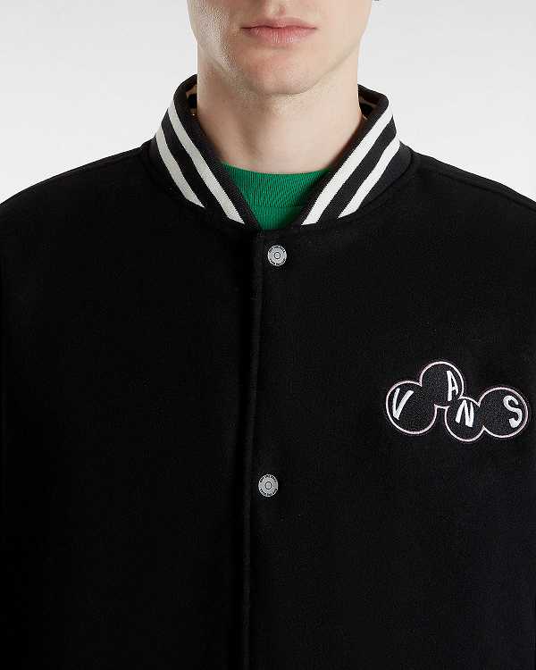 Men Vans Scuttle Baseball Jacket Black Malaysia | VN9420876