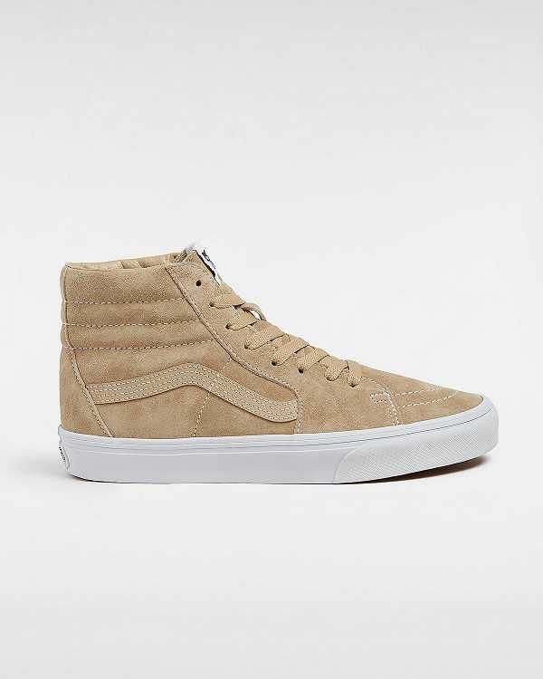 Men Vans Sk8-Hi Pig Suede Skate Shoes Beige Malaysia | VN9851234