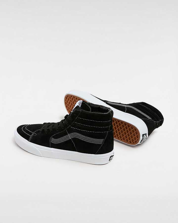 Men Vans Sk8-Hi Pig Suede Skate Shoes Black Malaysia | VN1836472