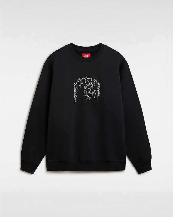 Men Vans Skate Hold Hands Sweatshirt Black Malaysia | VN6790481