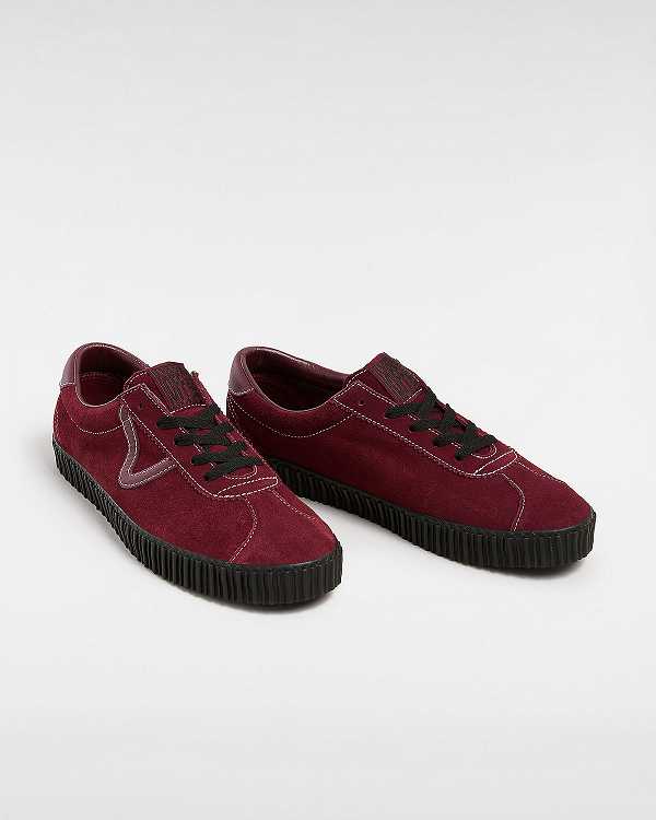 Men Vans Sport Low Creeper Suede Sneakers Black / Red Malaysia | VN7264390