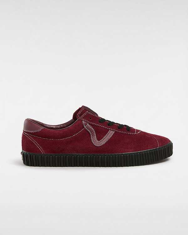 Men Vans Sport Low Creeper Suede Sneakers Black / Red Malaysia | VN7264390