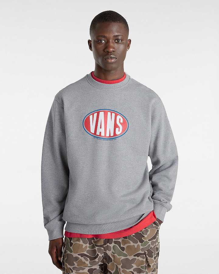 Men Vans Spray On Loose Crew Sweatshirt Grey Malaysia | VN1526809