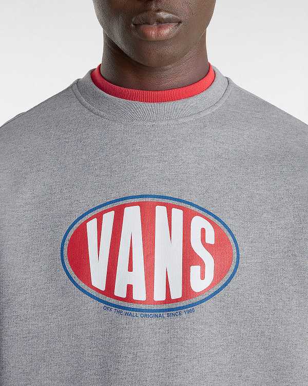 Men Vans Spray On Loose Crew Sweatshirt Grey Malaysia | VN1526809