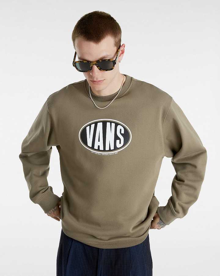 Men Vans Spray On Loose Crew Sweatshirt Brown Malaysia | VN9748051