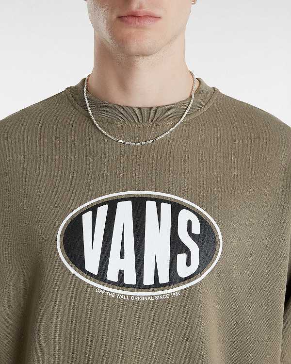 Men Vans Spray On Loose Crew Sweatshirt Brown Malaysia | VN9748051