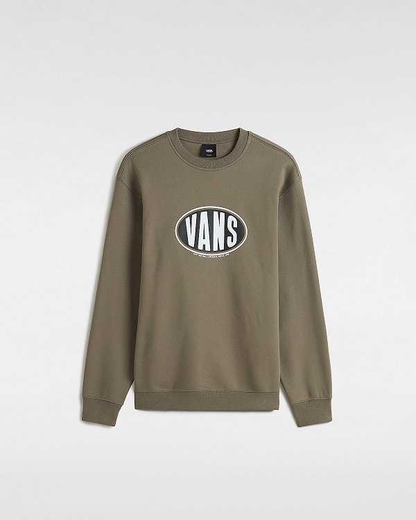 Men Vans Spray On Loose Crew Sweatshirt Brown Malaysia | VN9748051