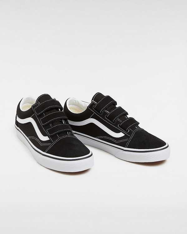 Men Vans Suede/Canvas Old Skool Hook And Loop Sneakers Black / White Malaysia | VN2083571