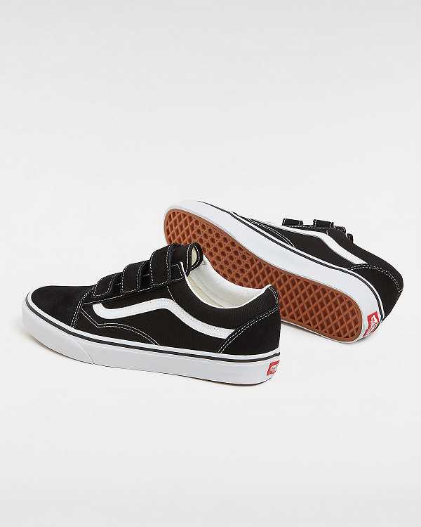 Men Vans Suede/Canvas Old Skool Hook And Loop Sneakers Black / White Malaysia | VN2083571