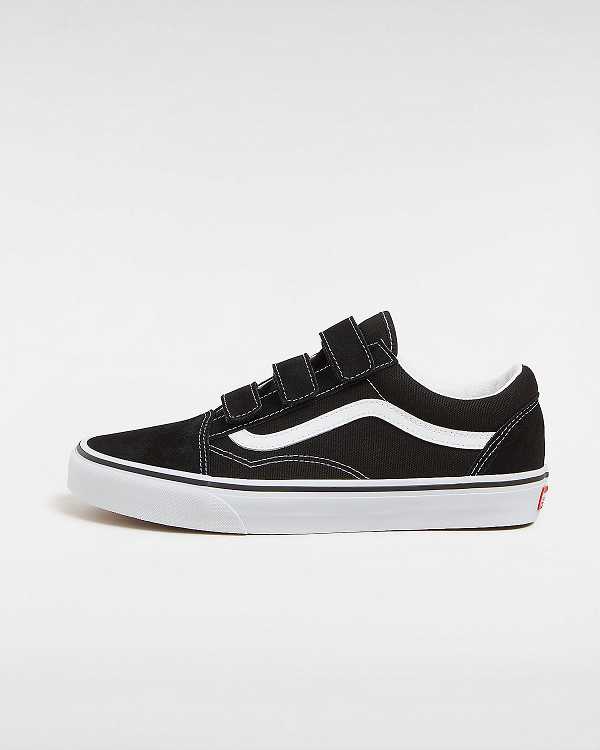 Men Vans Suede/Canvas Old Skool Hook And Loop Sneakers Black / White Malaysia | VN2083571