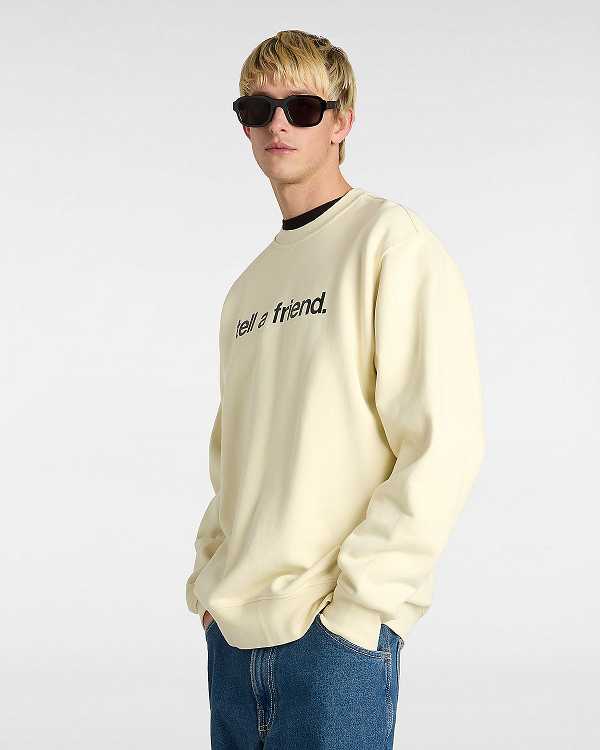 Men Vans Tell a Friend Crew Sweatshirt Beige Malaysia | VN6935217