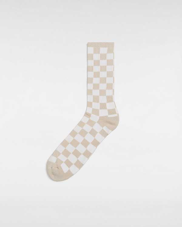 Unisex Vans Checkerboard Crew (1 Pair) Socks Beige Malaysia | VN2768305