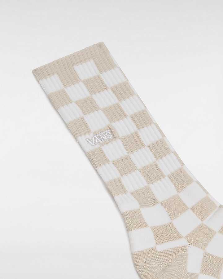 Unisex Vans Checkerboard Crew (1 Pair) Socks Beige Malaysia | VN2768305