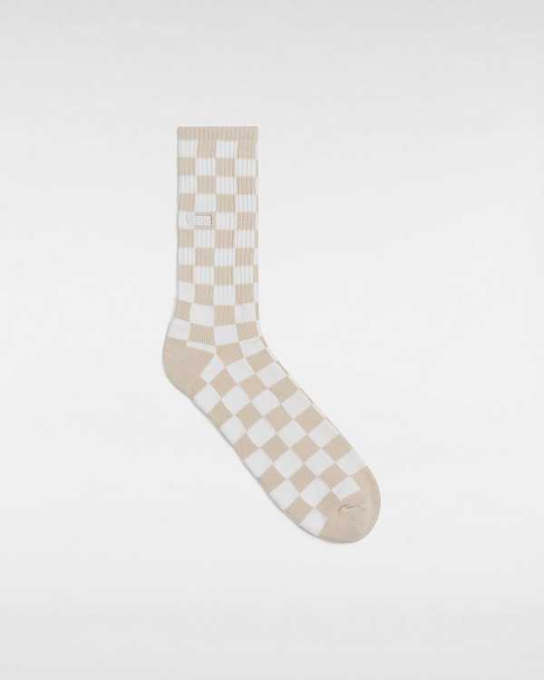 Unisex Vans Checkerboard Crew (1 Pair) Socks Beige Malaysia | VN2768305